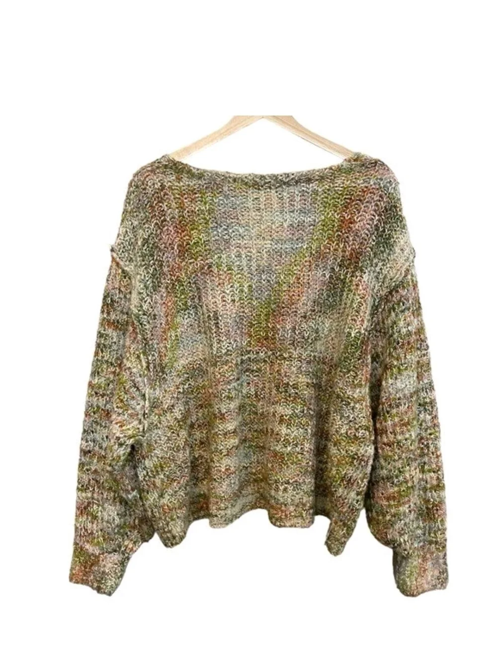 Free People Highland V Neck Oversized Sweater Size S Slouchy Chunky Space Knit